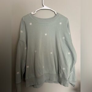 Maurices Green and White Crew Neck Sweater with Star Pattern